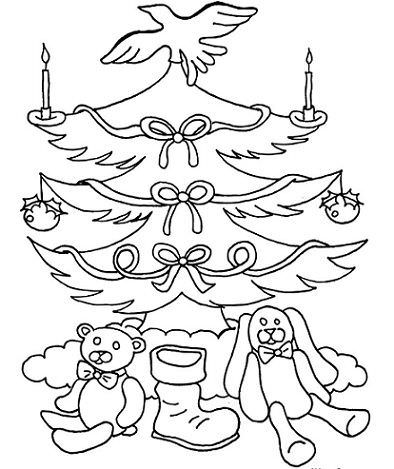 dibujos navidad colorear gratis papa noel arbol